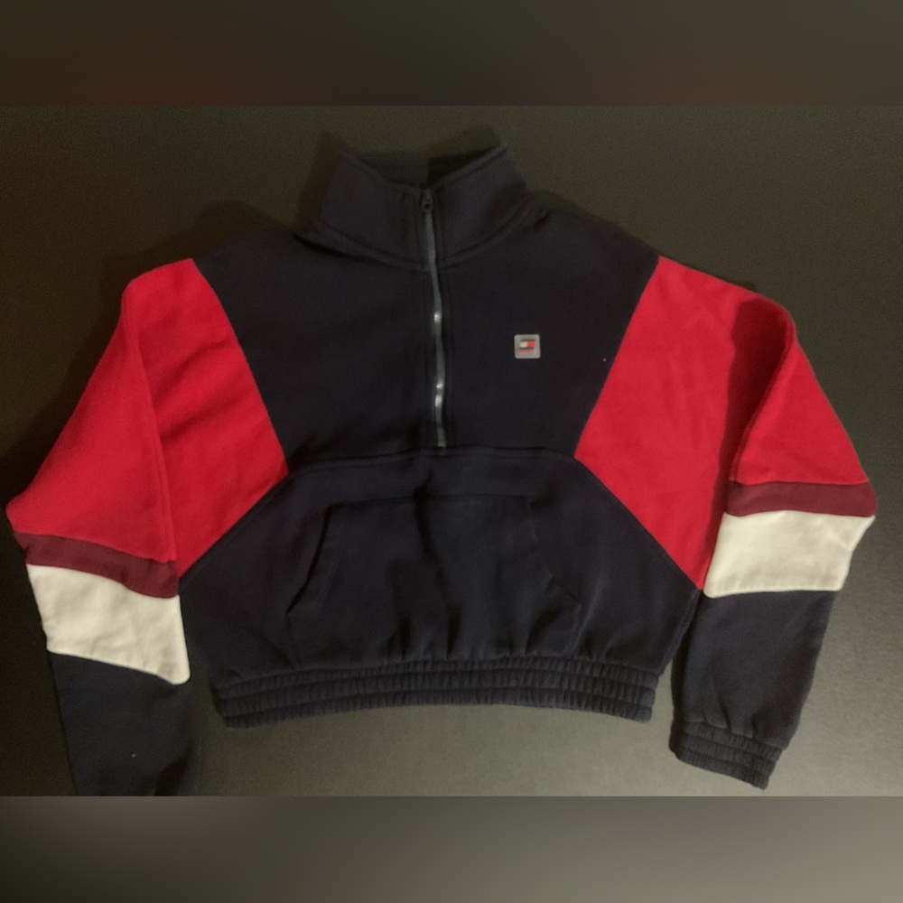 Tommy Hilfiger Navy and Red Half-Zip Pullover